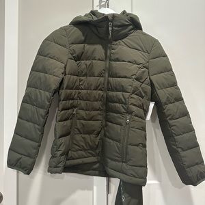 Green puffer jacket!